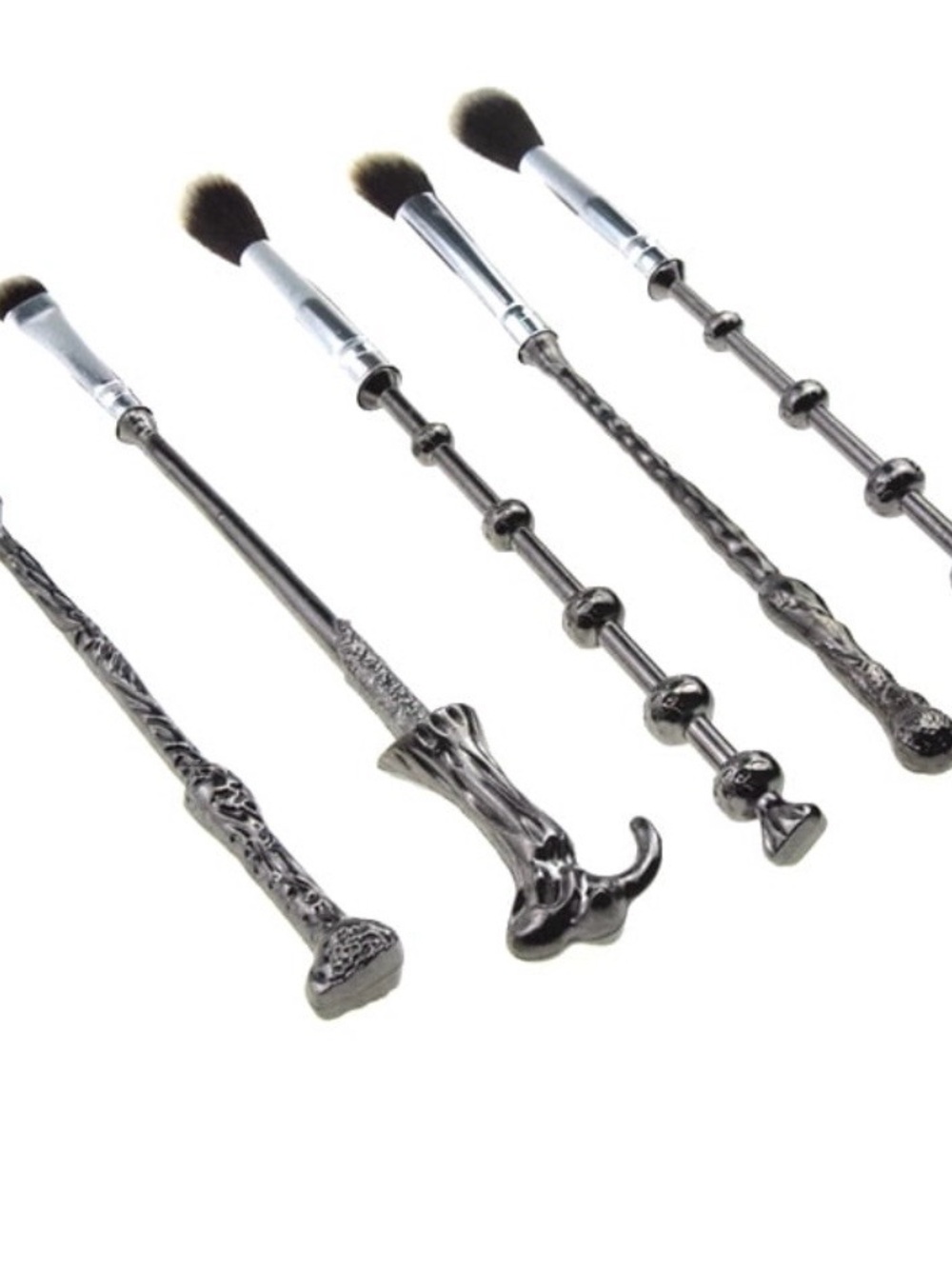 Silver Wizard Wand Makeup Brush Set with Black Velvet Pouch - Picture 4 of 8